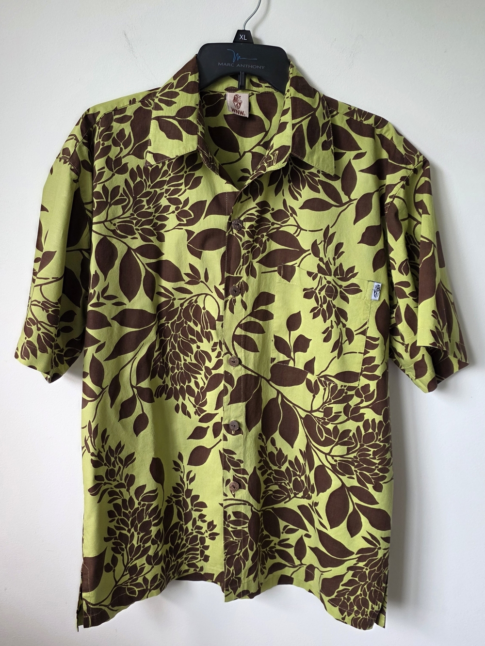 Wayang Natural Wear Men’s Large Hawaiian Shirt 100% Cotton Short Sleeve Floral